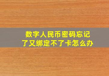 数字人民币密码忘记了又绑定不了卡怎么办