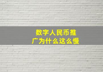 数字人民币推广为什么这么慢