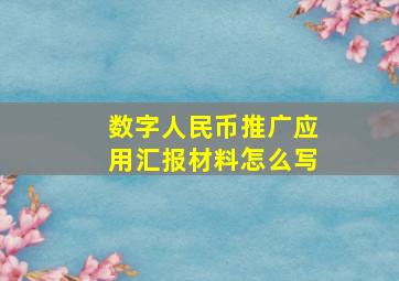 数字人民币推广应用汇报材料怎么写