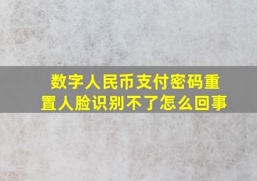 数字人民币支付密码重置人脸识别不了怎么回事