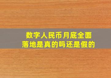 数字人民币月底全面落地是真的吗还是假的