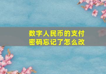 数字人民币的支付密码忘记了怎么改