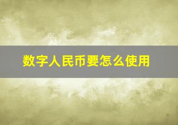 数字人民币要怎么使用