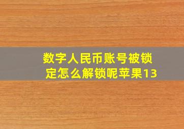 数字人民币账号被锁定怎么解锁呢苹果13