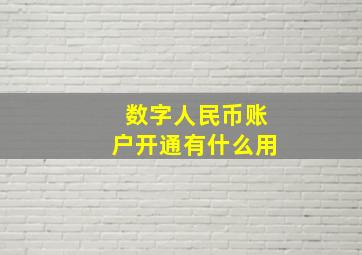 数字人民币账户开通有什么用