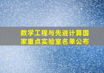 数学工程与先进计算国家重点实验室名单公布