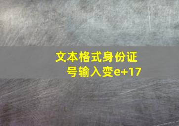 文本格式身份证号输入变e+17