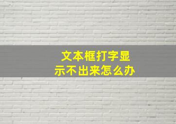 文本框打字显示不出来怎么办