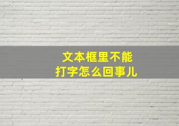 文本框里不能打字怎么回事儿