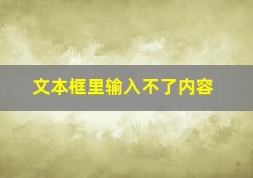 文本框里输入不了内容