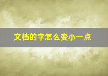 文档的字怎么变小一点