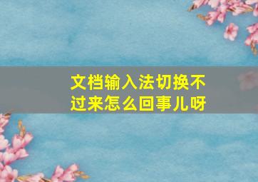 文档输入法切换不过来怎么回事儿呀