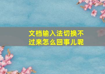 文档输入法切换不过来怎么回事儿呢