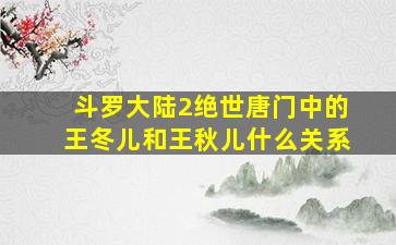 斗罗大陆2绝世唐门中的王冬儿和王秋儿什么关系