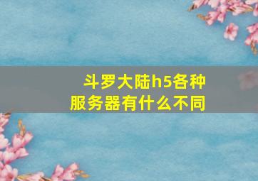 斗罗大陆h5各种服务器有什么不同