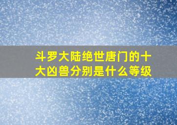 斗罗大陆绝世唐门的十大凶兽分别是什么等级