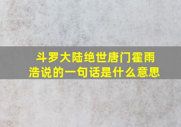 斗罗大陆绝世唐门霍雨浩说的一句话是什么意思