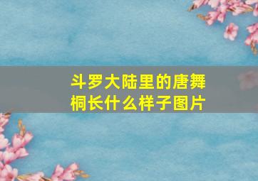 斗罗大陆里的唐舞桐长什么样子图片