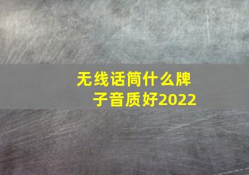 无线话筒什么牌子音质好2022