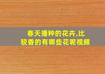 春天播种的花卉,比较香的有哪些花呢视频