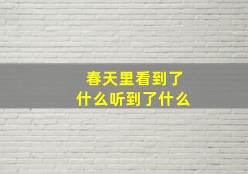 春天里看到了什么听到了什么