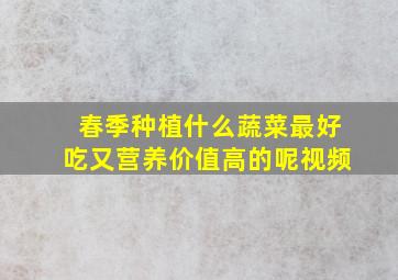 春季种植什么蔬菜最好吃又营养价值高的呢视频