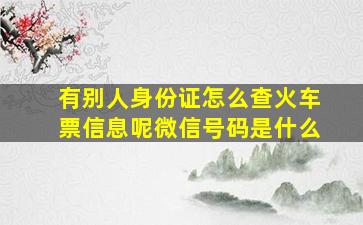 有别人身份证怎么查火车票信息呢微信号码是什么