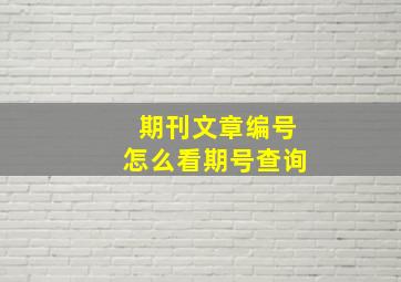 期刊文章编号怎么看期号查询