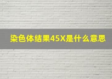 染色体结果45X是什么意思