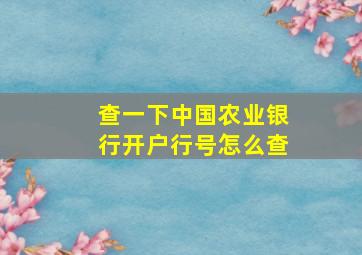 查一下中国农业银行开户行号怎么查