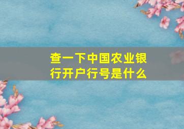 查一下中国农业银行开户行号是什么