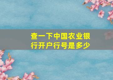 查一下中国农业银行开户行号是多少