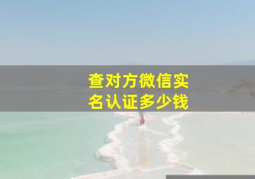 查对方微信实名认证多少钱