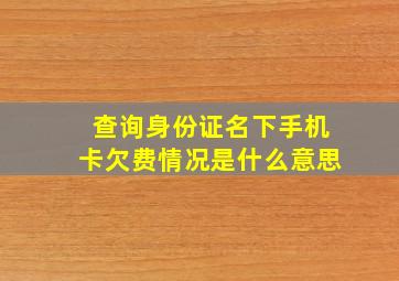 查询身份证名下手机卡欠费情况是什么意思