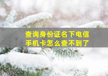 查询身份证名下电信手机卡怎么查不到了