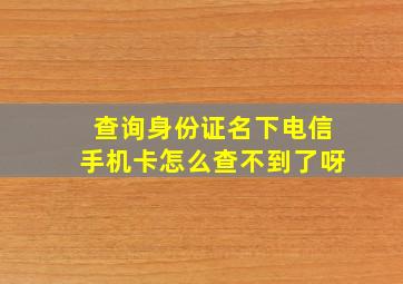 查询身份证名下电信手机卡怎么查不到了呀