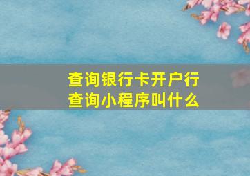 查询银行卡开户行查询小程序叫什么