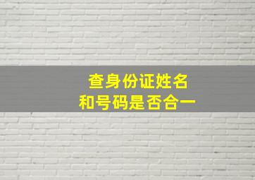 查身份证姓名和号码是否合一