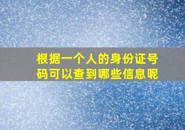 根据一个人的身份证号码可以查到哪些信息呢