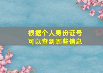 根据个人身份证号可以查到哪些信息