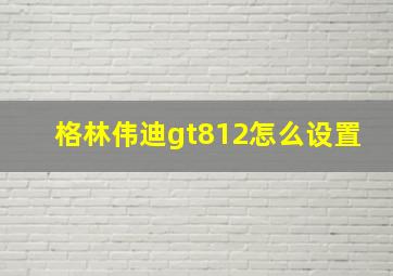 格林伟迪gt812怎么设置