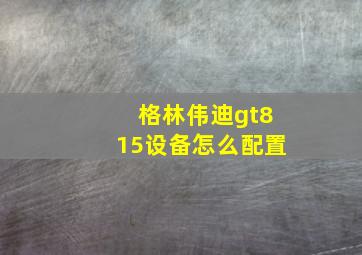 格林伟迪gt815设备怎么配置