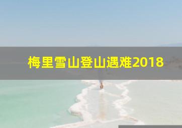 梅里雪山登山遇难2018