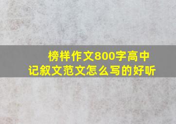 榜样作文800字高中记叙文范文怎么写的好听