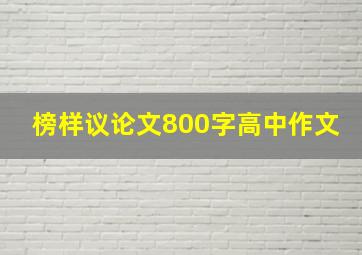 榜样议论文800字高中作文