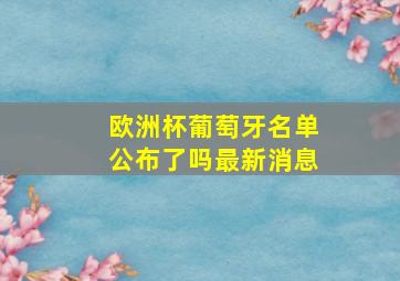 欧洲杯葡萄牙名单公布了吗最新消息