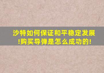 沙特如何保证和平稳定发展!购买导弹是怎么成功的!