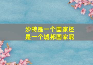 沙特是一个国家还是一个城邦国家呢