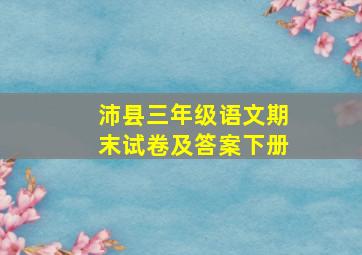 沛县三年级语文期末试卷及答案下册