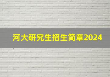 河大研究生招生简章2024